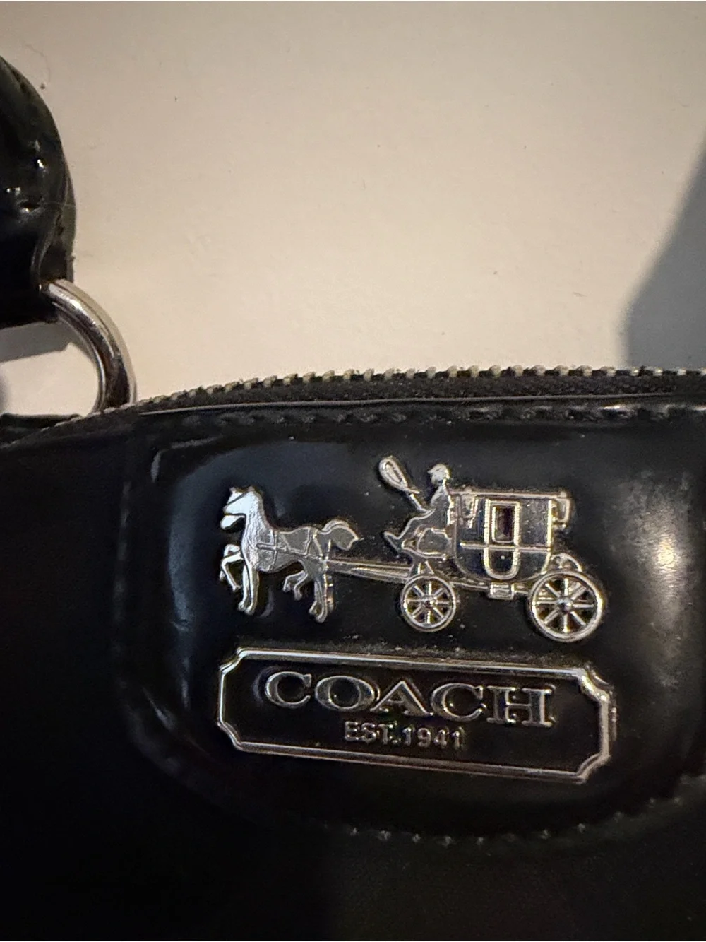 Coach Black and Charcoal Signature Satchel with Leather Trim.